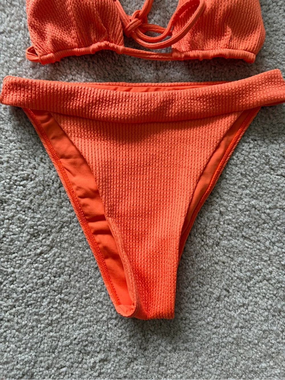 Monday Swimwear Orange Ribbed Tie-Side Bikini